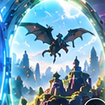 A dragon flying over a fantasy city