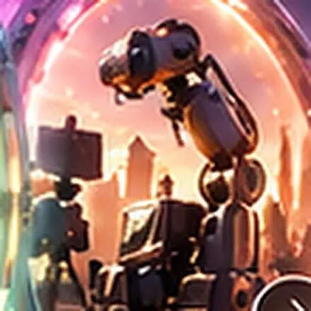 A robotic camera rig on a futuristic set