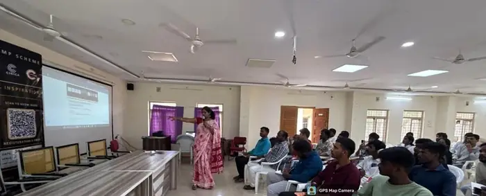 A session in progress in a full hall