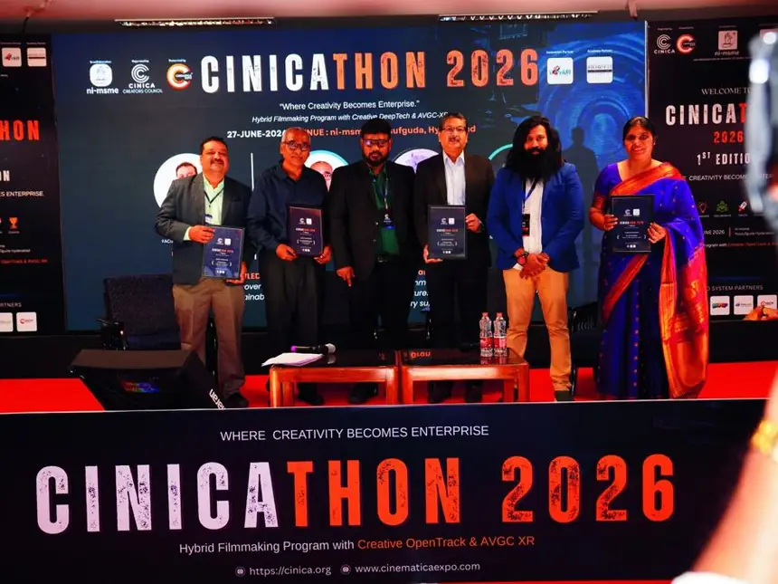 Guests and organisers on the CINICATHON 2026 stage